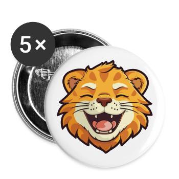Liger Hybrid-Löwe Tiger Katze Karikatur Aquarell Kunst - Buttons groß 56 mm (5er Pack) - Weiß - Vorne