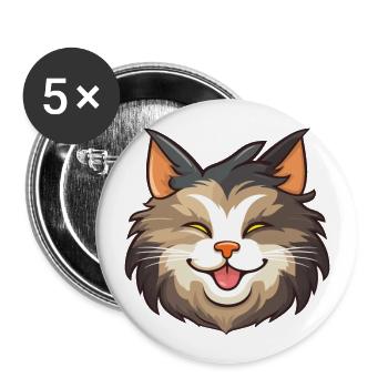 Norwegische Waldkatze Karikatur Aquarell Clipart - Buttons groß 56 mm (5er Pack) - Weiß - Vorne