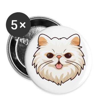Perserkatze Karikatur Aquarell Illustration - Buttons groß 56 mm (5er Pack) - Weiß - Vorne
