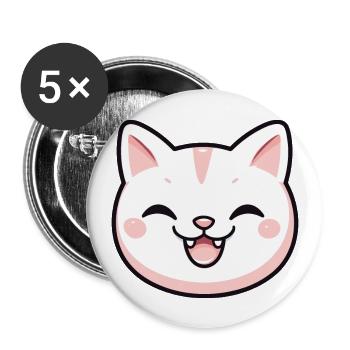 Burmilla chat dessin animé aquarelle illustration - Lot de 5 grands badges (56 mm) - blanc - Devant