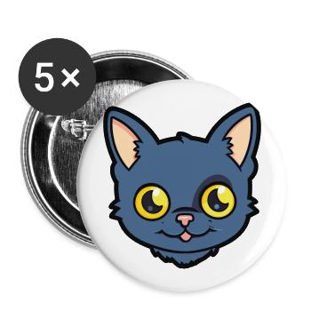 Illustration à l’aquarelle de dessin animé de chat de Bombay - Lot de 5 grands badges (56 mm) - blanc - Devant