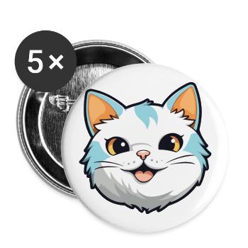Bombai Cat Cartoon Watercolor Illustration - Buttons large 2.2''/56 mm (5-pack) - white - Front