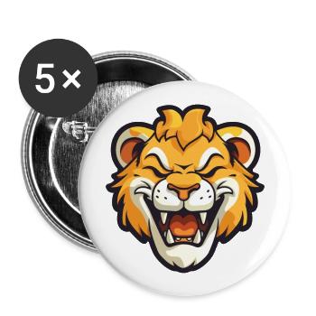 Liger Hybrid-Löwe Tiger Katze Karikatur Aquarell Kunst - Buttons groß 56 mm (5er Pack) - Weiß - Vorne