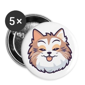 Norwegische Waldkatze Karikatur Aquarell Clipart - Buttons groß 56 mm (5er Pack) - Weiß - Vorne