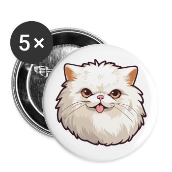 Perserkatze Karikatur Aquarell Illustration - Buttons groß 56 mm (5er Pack) - Weiß - Vorne