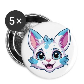 Australische gefleckte Nebelkatze Karikatur Aquarell Kunst - Buttons groß 56 mm (5er Pack) - Weiß - Vorne