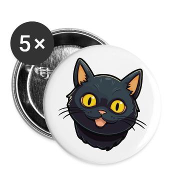 Illustration à l’aquarelle de dessin animé de chat de Bombay - Lot de 5 grands badges (56 mm) - blanc - Devant