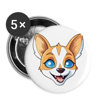 Minskin Katze Cartoon Aquarell Illustration - Buttons groß 56 mm (5er Pack) - Weiß - Vorne