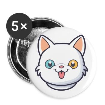 Hantilly Tiffany Cat Cartoon Watercolor Clipart - Buttons large 2.2''/56 mm (5-pack) - white - Front