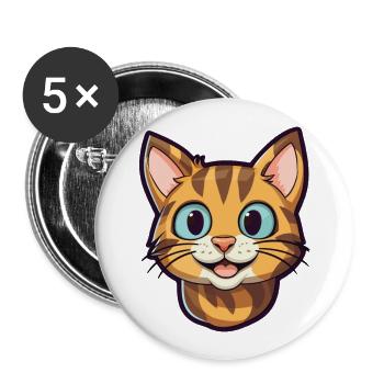 Toyger Katze Karikatur Aquarell Illustration - Buttons groß 56 mm (5er Pack) - Weiß - Vorne