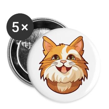 Karelian Bobtail Cat Cartoon Watercolor Clipart - Buttons large 2.2''/56 mm (5-pack) - white - Front