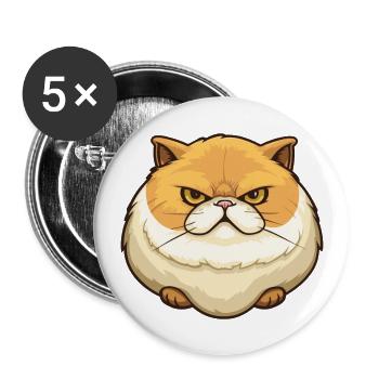 Chat exotique à poil court dessin animé aquarelle Clipart - Lot de 5 grands badges (56 mm) - blanc - Devant