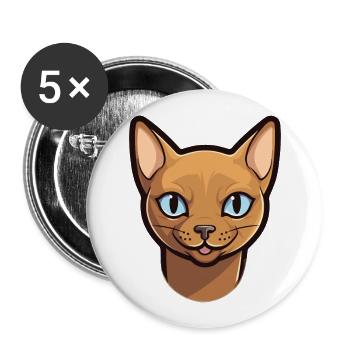 European Burmese Cat Cartoon Watercolor Clipart - Buttons large 2.2''/56 mm (5-pack) - white - Front