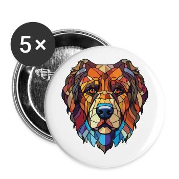 Sarplaninac Dog Breed Watercolor Illustration - Buttons large 2.2''/56 mm (5-pack) - white - Front