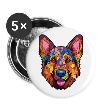 Saarlooswolfhond Dog Breed Watercolor Illustration - Buttons large 2.2''/56 mm (5-pack) - white - Front