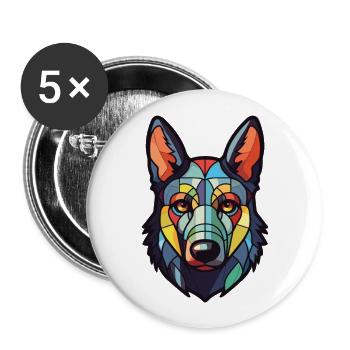 Russisch Europäische Laika-Hunderasse Buntes Aquarell - Buttons groß 56 mm (5er Pack) - Weiß - Vorne
