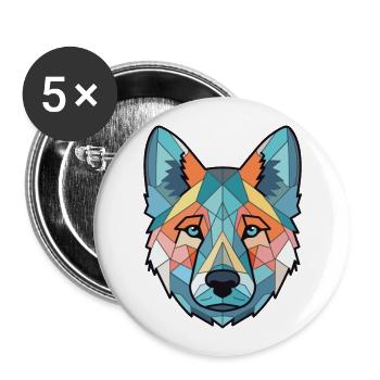 Norwegian Elkhound Dog Breed Colorful Watercolor - Buttons large 2.2''/56 mm (5-pack) - white - Front