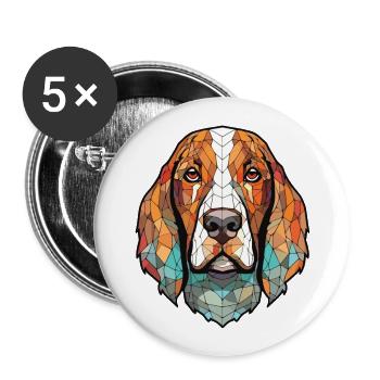 Majestic Tree Hound Dog Breed Colorful Watercolor - Buttons large 2.2''/56 mm (5-pack) - white - Front