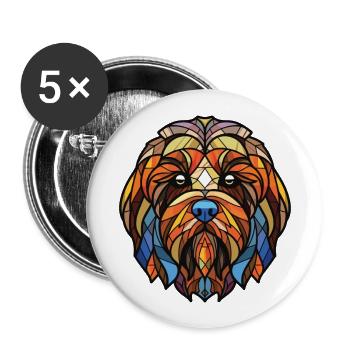 Lowchen Little Lion Dog Breed Colorful Watercolor - Buttons large 2.2''/56 mm (5-pack) - white - Front