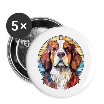 Landseer chien race aquarelle verre Illustration - Lot de 5 grands badges (56 mm) - blanc - Devant