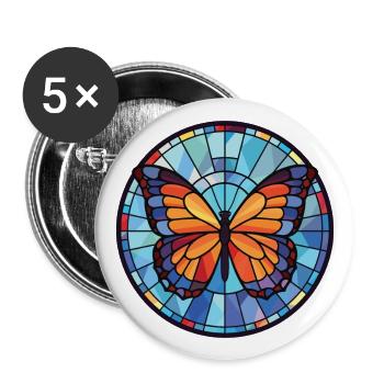 Schmetterling bunte Aquarell Tier Illustration - Buttons groß 56 mm (5er Pack) - Weiß - Vorne