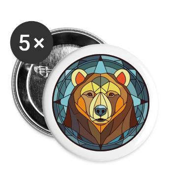 Bär buntes Aquarell Tier Haustier Illustration - Buttons groß 56 mm (5er Pack) - Weiß - Vorne