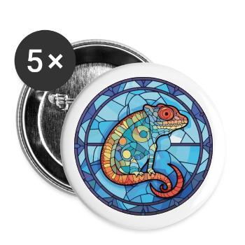 Chameleon Colorful Watercolor Animal Illustration - Buttons large 2.2''/56 mm (5-pack) - white - Front