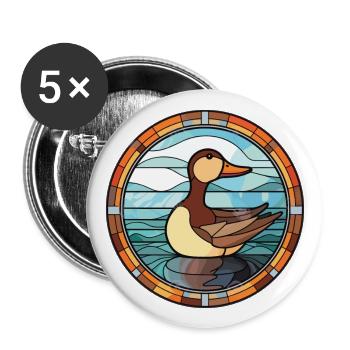 Bunte Aquarell-Tierhaustierillustration der Ente - Buttons groß 56 mm (5er Pack) - Weiß - Vorne