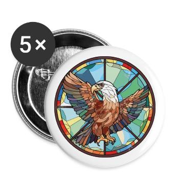 Adler buntes Aquarell Tier Haustier Illustration - Buttons groß 56 mm (5er Pack) - Weiß - Vorne