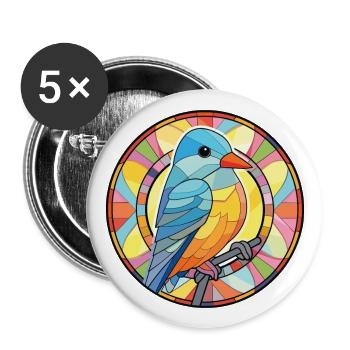 Oiseau Aquarelle Colorée Animal Illustration D’animaux De Compagnie - Lot de 5 grands badges (56 mm) - blanc - Devant