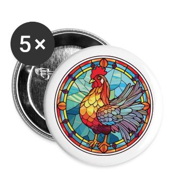 Illustration animale aquarelle colorée de poulet - Lot de 5 grands badges (56 mm) - blanc - Devant