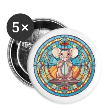 Illustration d’animaux de compagnie aquarelle colorée de souris - Lot de 5 grands badges (56 mm) - blanc - Devant