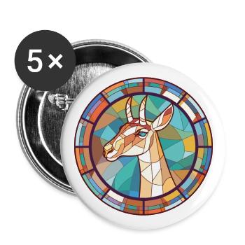 Saiga Colorful Watercolor Animal Pet Illustration - Buttons large 2.2''/56 mm (5-pack) - white - Front