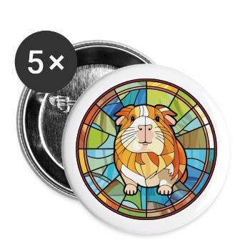 Guinea Pig Colorful Watercolor Animal Illustration - Buttons large 2.2''/56 mm (5-pack) - white - Front