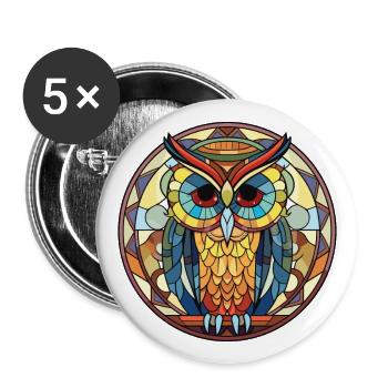 Owl Colorful Watercolor Animal Pet Illustration - Buttons large 2.2''/56 mm (5-pack) - white - Front