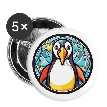 Penguin Colorful Watercolor Animal Illustration - Buttons large 2.2''/56 mm (5-pack) - white - Front