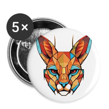 Illustration animale aquarelle colorée Caracal - Lot de 5 grands badges (56 mm) - blanc - Devant