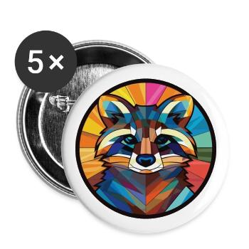 Raton Laveur Coloré Aquarelle Animal Animal Illustration - Lot de 5 grands badges (56 mm) - blanc - Devant