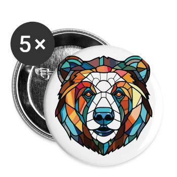 Himalayan Bear Colorful Watercolor Animal Cartoon - Buttons large 2.2''/56 mm (5-pack) - white - Front