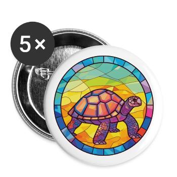 Bunte Aquarell-Tierillustration der Schildkröte - Buttons groß 56 mm (5er Pack) - Weiß - Vorne