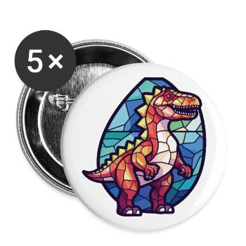 Bunte Aquarell-Tierillustration des Dinosauriers - Buttons groß 56 mm (5er Pack) - Weiß - Vorne