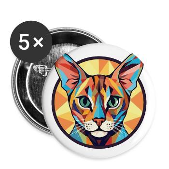 Illustration animale aquarelle colorée de chat du Bengale - Lot de 5 grands badges (56 mm) - blanc - Devant