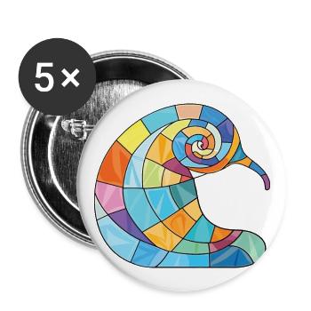 Schnecke, Buntes, Aquarell, Tier, Haustier, Illustration - Buttons groß 56 mm (5er Pack) - Weiß - Vorne