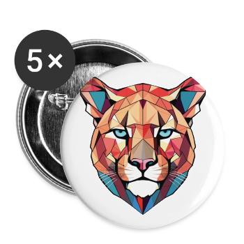 Cougar Colorful Watercolor Animal Pet Cartoon - Buttons large 2.2''/56 mm (5-pack) - white - Front