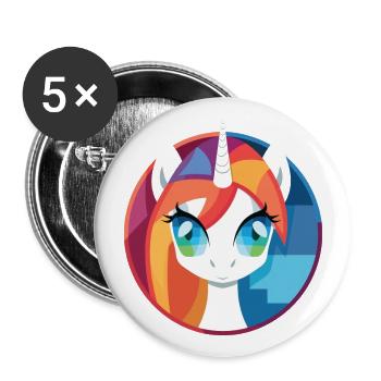 Pony Colorful Watercolor Animal Pet Illustration - Buttons large 2.2''/56 mm (5-pack) - white - Front