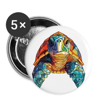Sea Turtle Colorful Watercolor Animal Illustration - Buttons large 2.2''/56 mm (5-pack) - white - Front