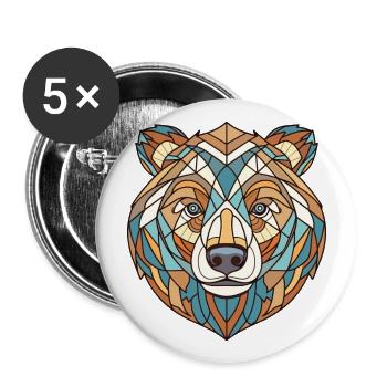 Siberian Brown Bear Colorful Watercolor Animal - Buttons large 2.2''/56 mm (5-pack) - white - Front