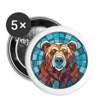 Bär buntes Aquarell Tier Haustier Illustration - Buttons groß 56 mm (5er Pack) - Weiß - Vorne