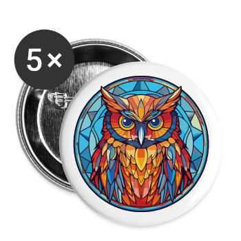 Owl Colorful Watercolor Animal Pet Illustration - Buttons large 2.2''/56 mm (5-pack) - white - Front