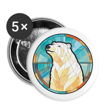 Polar Bear Colorful Watercolor Animal Illustration - Buttons large 2.2''/56 mm (5-pack) - white - Front